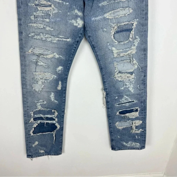 Heron Preston Distressed Effect Jeans Mens Straight Leg Ripped Size 27 - Picture 7 of 14